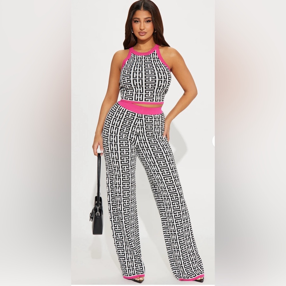 Fashion Nova Daisy Sweater Pant Set - Black/combo